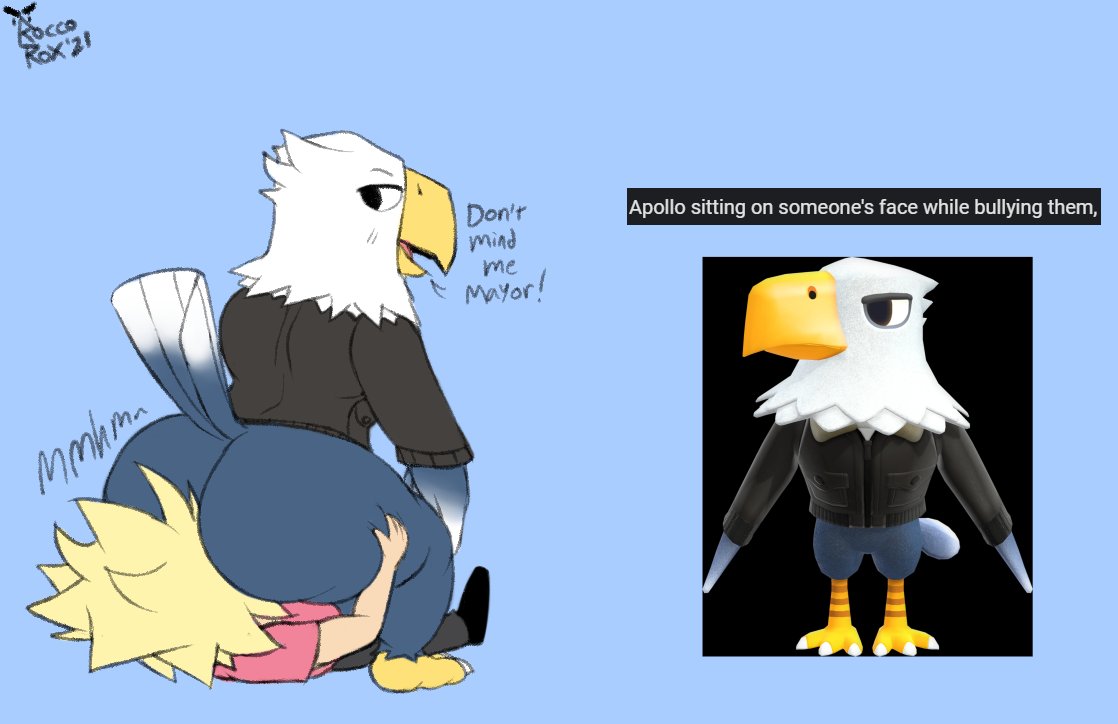 2021 3_toes accipitrid accipitriform anal animal_crossing anthro apollo_(animal_crossing) ass avian bald_eagle beak big_butt bird bird_feet black_eyes blue_background bottomless claws clothed clothing dated dialogue digital_media_(artwork) digitigrade duo eagle english_text facesitting feather_hands feathers feet flat_colors furry grey_body grey_feathers human human_on_anthro interspecies male male/male mammal multicolored_body multicolored_feathers nintendo open_mouth oral reference_image rimming roccorox scutes sea_eagle sex signature simple_background tail_feathers talons text toe_claws toes topwear vest video_games villager_(animal_crossing) white_body white_claws white_feathers yellow_beak