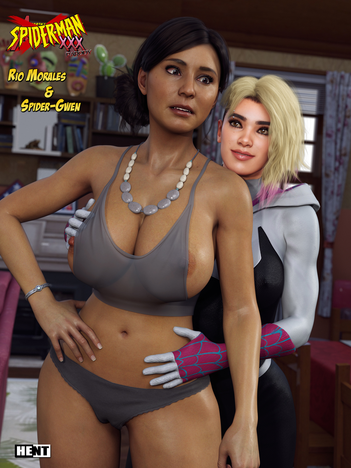 2girls, 3d, big ass, big breasts, big thighs, breasts, bust, busty, chest, curvaceous, curvy, curvy figure, female, ghost-spider, gwen stacy, gwen stacy (spider-verse), hent, hips, hourglass figure, insomniac games, legs, light skin, light-skinned female, marvel, marvel comics, mature, mature female, milf, mother, rio morales, rio morales (insomniac), slim waist, spider-man (ps4), spider-man (series), spider-man 2 (ps5), spider-man: miles morales (ps5), spider-woman, spider-woman (gwen stacy), spiderverse, tan body, tan skin, tan-skinned female, thick, thick hips, thick legs, thick thighs, thighs, voluptuous, waist, wide hips