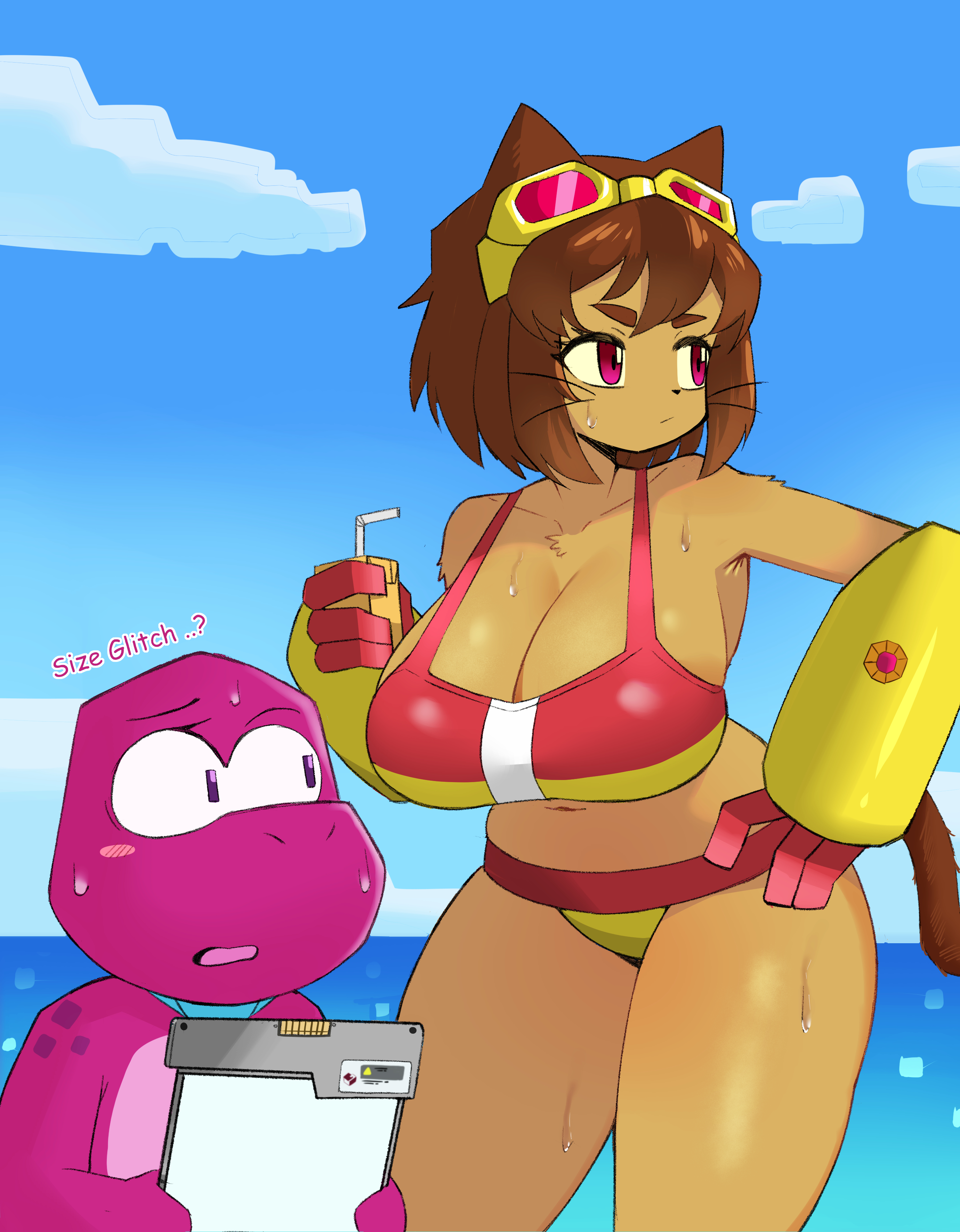 1girls, anthro, ass, big breasts, breasts, english text, female, female focus, gameoverse, gobbles (gameoverse), huge ass, huge breasts, kit (gameoverse), large ass, large breasts, ler 230, thick thighs, thighs, wide hips