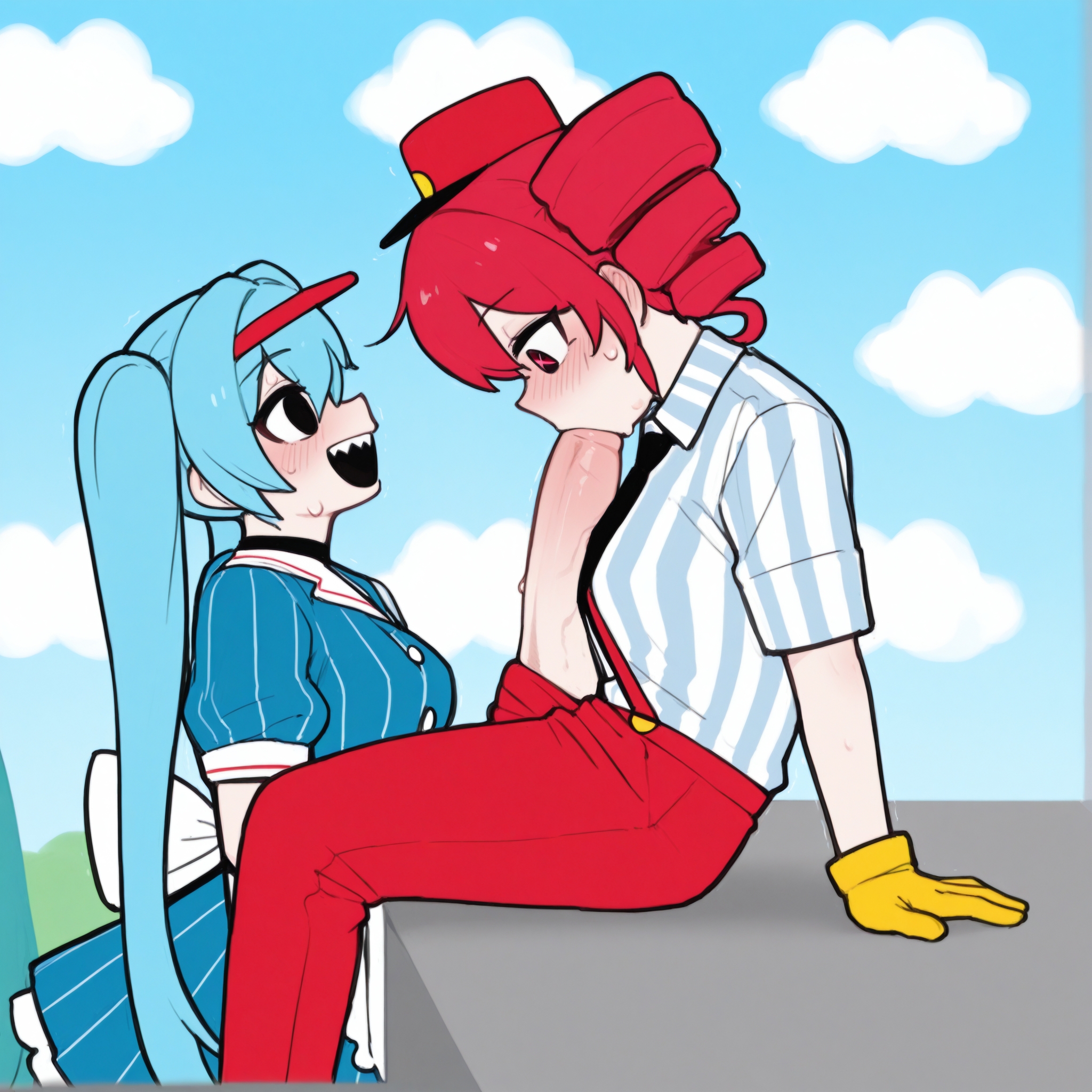 ?, ??, 1futa, 1girls, 2girls, ai assisted, ai generated, aqua hair, autofellatio, big breasts, big penis, black eyes, blue background, blue hair, blush, breasts, cock between breast, cock worship, drill hair, edit, erection, female, from side, futa on female, futa with female, futanari, hat, hatsune miku, huge cock, huge penis, hung futa, hypnosis, intersex, kasane teto, kissing penis, large breasts, large penis, long hair, looking at penis, male, meme, mesmerizer (vocaloid), mesmerizer miku, mesmerizer teto, multiple girls, noa ai, open mouth, paizuri, penis, penis grab, penis on face, penis out, pointy teeth, precum, red eyes, red hair, sharp teeth, striped, sweat, synthesizer v, teeth, tiktok, trap, twin drills, twintails, veins, veiny penis, very long hair, visor cap, vocaloid, wrist cuffs