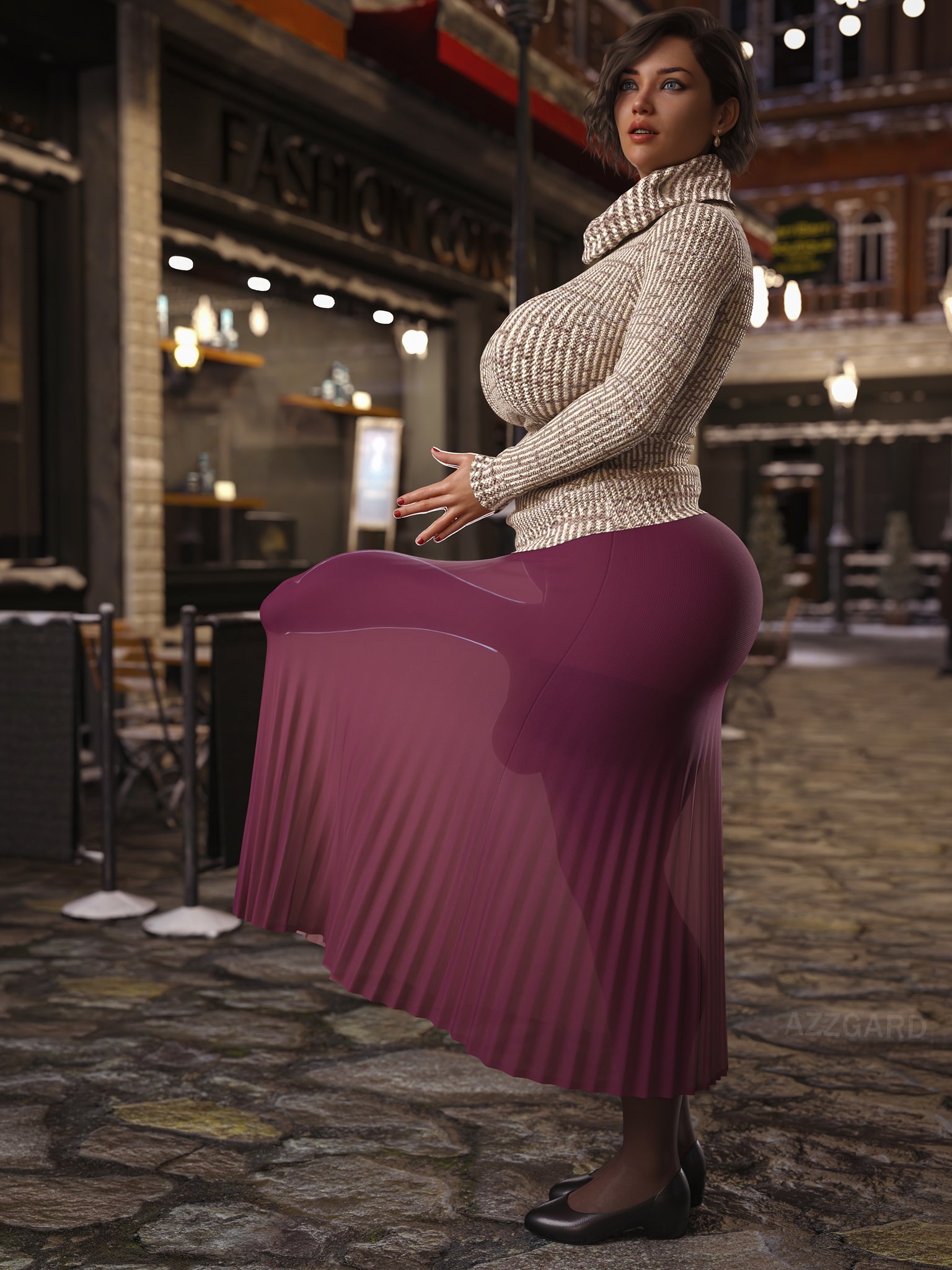 1futa, 3d, azzgard, big ass, big breasts, big penis, big thighs, blue eyes, blue-eyed futa, breasts, brunette, brunette futa, bulge, bulge through clothing, bulge under clothes, curvaceous, curvy, curvy figure, dickgirl, erection, full-package futa, futa only, futanari, hips, huge ass, huge breasts, huge cock, huge thighs, human, human only, intersex, large ass, large breasts, large thighs, light skin, light-skinned futa, mature, nail polish, orginal character, penis, public, public indecency, see-through clothing, see-through skirt, shirt, short hair, short-haired futa, skirt, slim waist, standing, tenting, testicles, thick, thick hips, thick legs, thick thighs, thighs, voluptuous, voluptuous futa, waist, wide hips, wide thighs