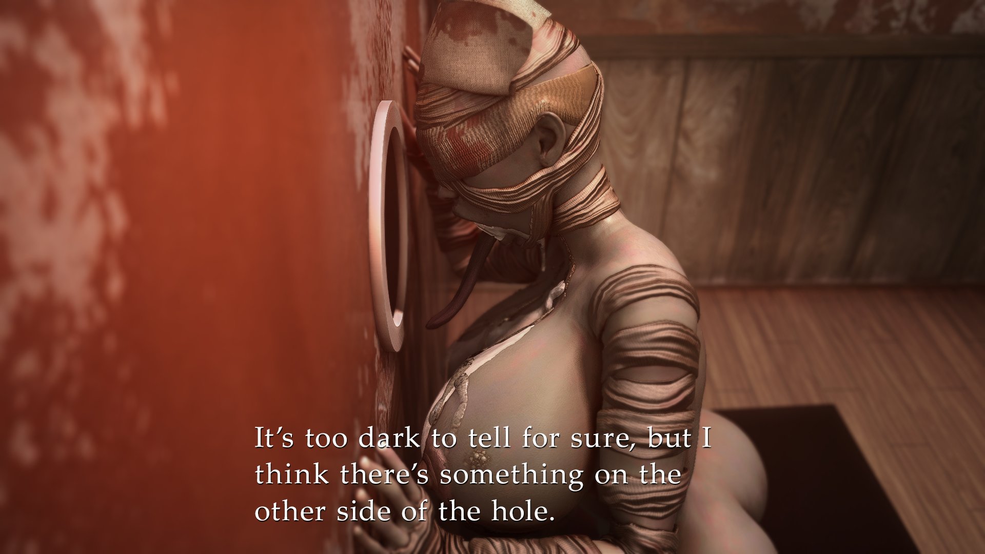 1girls, 3d, almightypatty, alternate breast size, alternate version available, artist name, ass, big ass, big breasts, breasts, bubble head nurse, bursting breasts, buttons, cleavage, english text, female, female only, glory hole, hips, horror, knife, konami, large ass, large breasts, monster, monster girl, nurse, nurse (silent hill), nurse cap, nurse uniform, silent hill, solo, text, thick thighs, undead, uniform, virtamate, watermark, wide hips