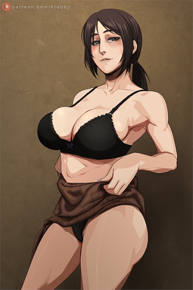 1girls, attack on titan, big breasts, breasts, cleavage, female, female only, krabby (artist), large breasts, panties, pieck finger, shingeki no kyojin, solo