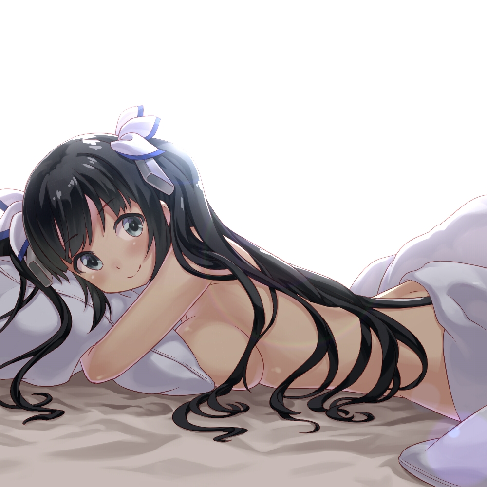 1girls black_hair blue_eyes breasts buntan cute cute_girl dungeon_ni_deai_wo_motomeru_no_wa_machigatteiru_darou_ka female female_focus hestia_(danmachi) kawaii long_hair solo tagme twintails