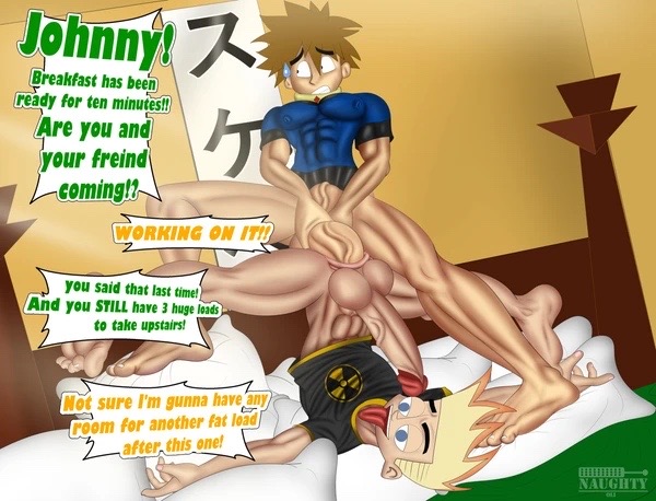 abs anal anus big_ass big_butt blast_ketchup blonde_hair blue_eyes bottomless brown_hair cartoon_network erection exposed fuckboy gay holding_penis huge_balls huge_cock hyper_penis johnny_test johnny_test_(series) male male/male male_only naughty_oli nervous pecs penis_size_difference spread_legs stuck tongue_out yaoi young