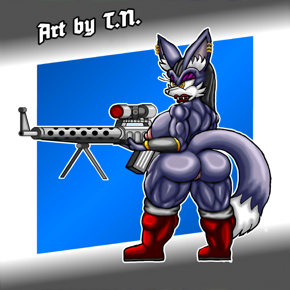 1:1 anthro anubian_jackal anus ass biceps big_breasts big_butt black_body black_fur bns_arts boots bracelet breasts canid canine canis clothing countershade_face countershading ear_piercing fan_character fangs female footwear fur genitals gun inner_ear_fluff jackal jewelry mammal mobian_(species) mostly_nude muscular muscular_anthro muscular_female nargiza_the_jackal oc original_character piercing pussy ranged_weapon red_boots red_clothing red_footwear sega sharp_teeth solo sonic_(series) sonic_oc sonic_the_hedgehog_(series) t.n. teeth thick_thighs tuft weapon white_body white_face white_fur yellow_eyes