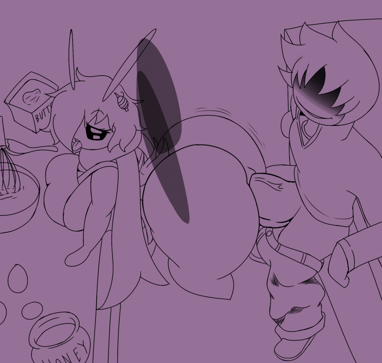 anthro, ass, fan character, female, huge ass, huge cock, human, kirbot12, male, male/female, molli (kirbot12), motion lines, nintendo, penis, pokémon (species), pokemon, pokemon (species), ribombee, sex, video games, xen (kirbot12)