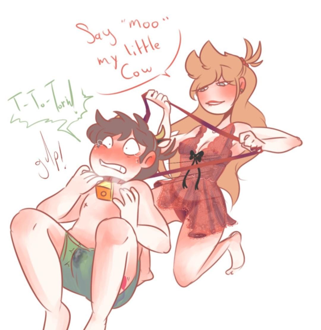 animal_ears brown_hair cow_bell_collar cowbell crossover dark_brown_hair edd_(eddsworld) eddsworld ellsworld hair_ornament petplay precum red_hair_ornament red_lingerie rule_63 text tori_(eddsworld) tugging_leash vibrator