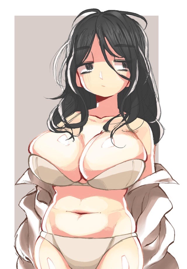 1girls, attack on titan, bags under eyes, big breasts, breasts, female, female only, large breasts, mctamagomaki, messy hair, pieck finger, shingeki no kyojin, solo, tagme, tired, underwear