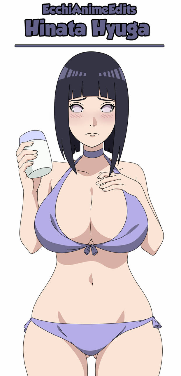 ass, big ass, big breasts, bikini, boruto: naruto next generations, breasts, choker, female, hyuuga hinata, milk, naruto, naruto (series), purple hair, short hair, shy, swimsuit, thick thighs, uzumaki hinata, white eyes