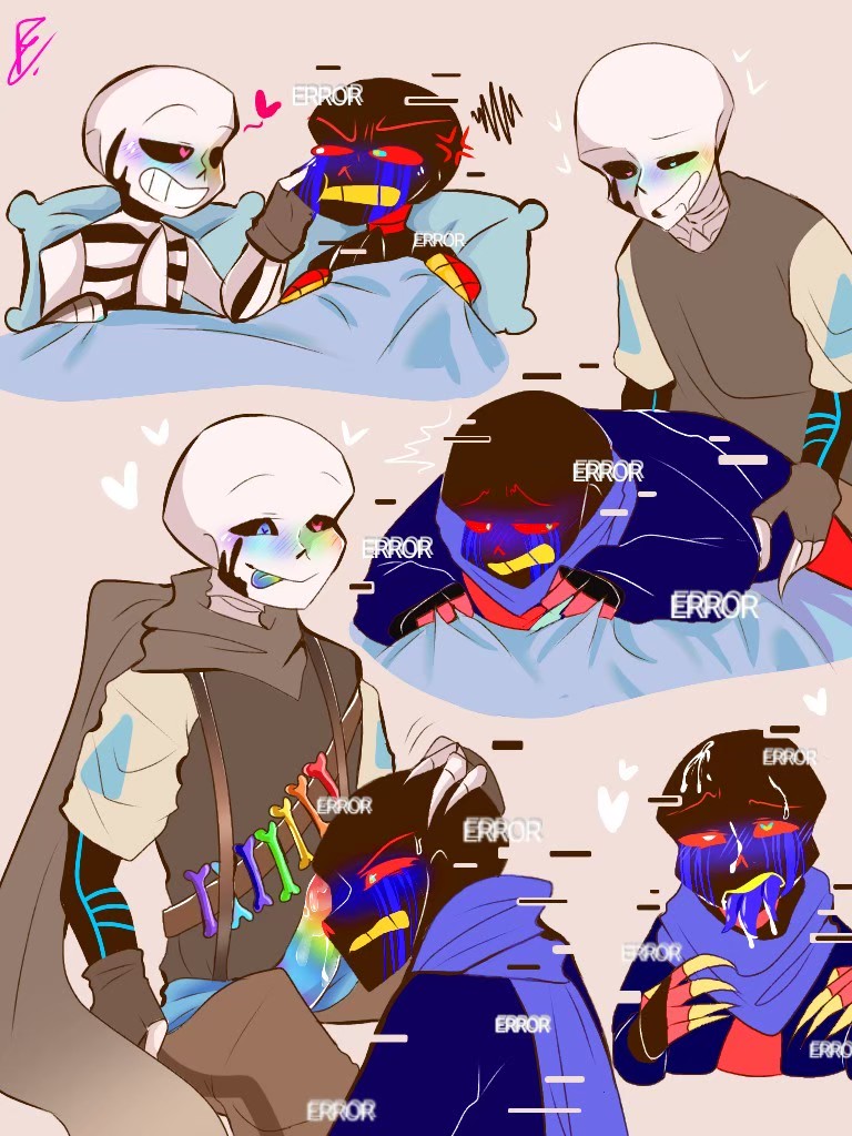 blowjob drooling error_sans_(fan_character) errorink_(fan_character) ink_sans_(fan_character) male_only penetration rainbow_penis sans sanscest undertale undertale_au undertale_fanfiction