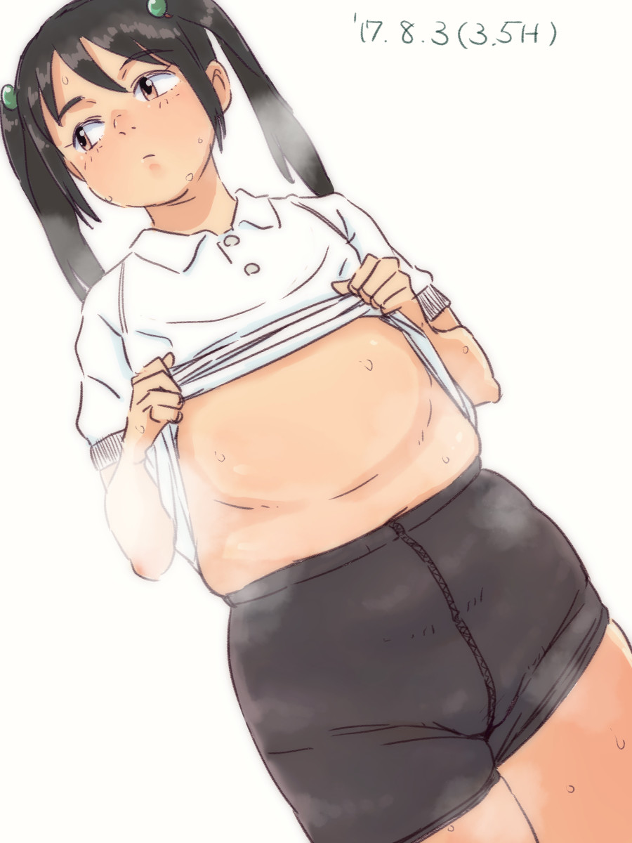 1girls bbw belly chubby female mizukane small_breasts twintails