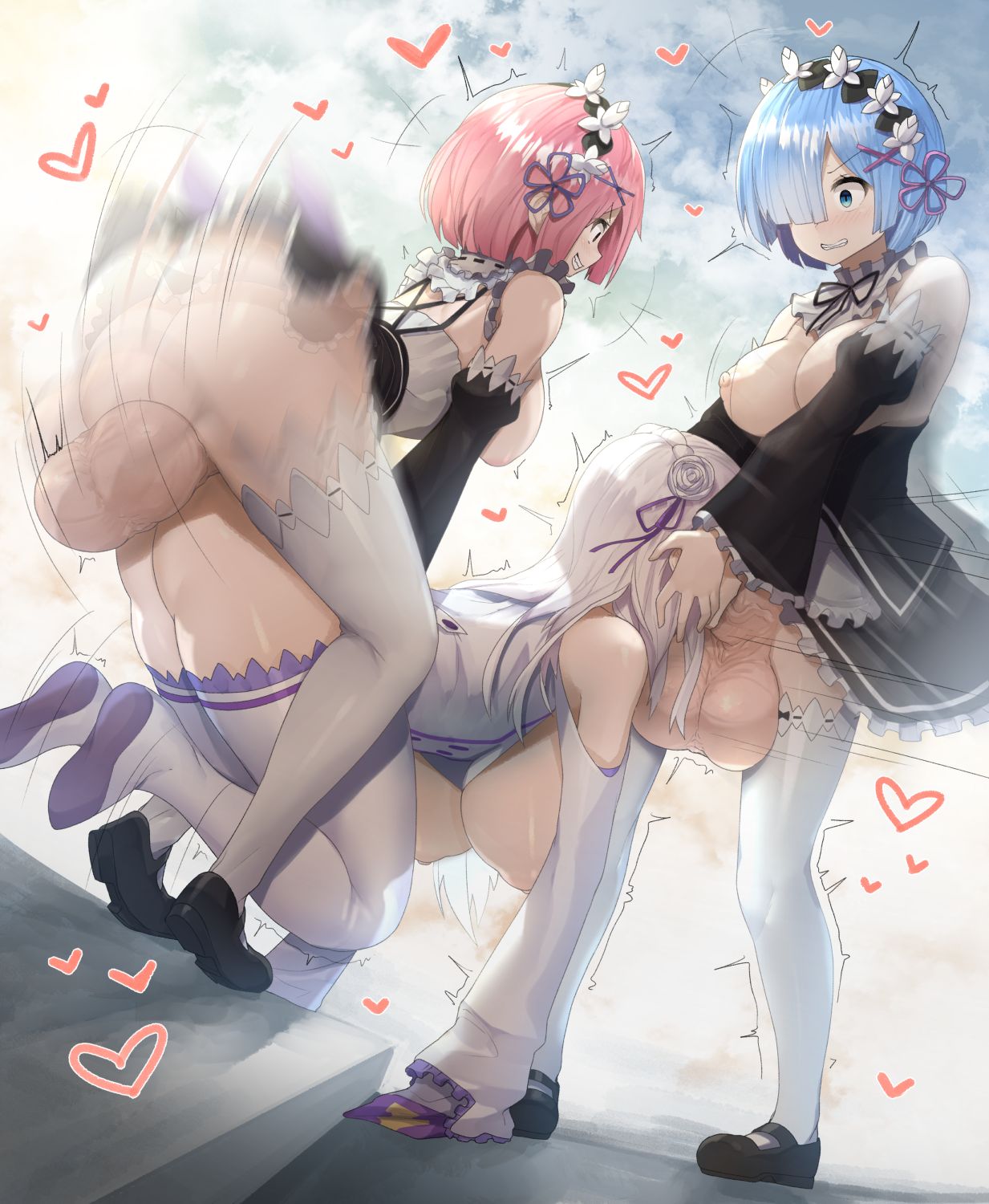 1girls 2futas anal anal_sex big_ass big_balls big_breasts big_butt big_penis blowjob blue_eyes blue_hair boss_and_subordinate breasts breasts_out cheating cleavage clouds cucked_by_futa cuckold deep_blowjob deep_throat deepthroat doggy_style double_penetration dress dress_lift emilia_(re:zero) eyebrows fellatio femsub full-package_futanari futa futa_on_female futadom futanari futanari_penetrating gigantic_balls gigantic_penis gigantic_testicles hair hair_band hair_ornament hair_over_one_eye holding_head holding_hips huge_ass huge_balls huge_breasts huge_cock irrumatio long_hair long_sleeves looking_at_partner looking_down maid maid_uniform mostly_clothed netorare nipples ntr open_mouth oral oral_penetration oral_sex ram_(re:zero) rape re:zero_kara_hajimeru_isekai_seikatsu red_eyes red_hair rem_(re:zero) sex short_hair siblings sinensian sisters sky spitroast testicles thick_thighs thighhighs thighs threesome thrusting thrusting_into_ass thrusting_into_mouth tongue uncensored veiny_penis veiny_testicles white_hair