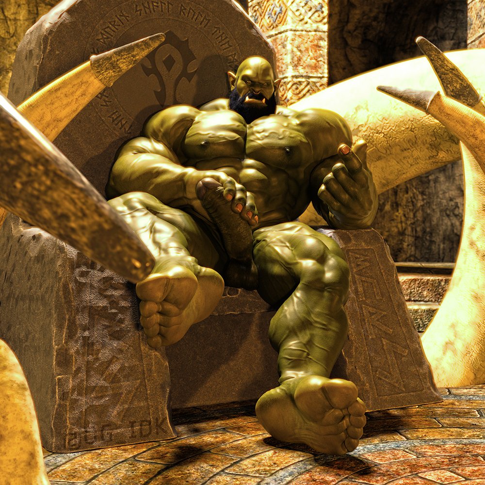 1boy, bald, balls, ballsack, beard, beckoning, beefy, facial hair, foreskin, foreskin folds, green skin, humanoid, humanoid penis, male, male nipples, male only, muscles, nipples, nose piercing, nose ring, nude, nude male, og idk, orc, orc male, penis, pointy ears, retracted foreskin, scrotum, septum piercing, smooth skin, smooth skinned male, solo, testicles, throne, tusks, uncircumcised, uncut, veiny muscles