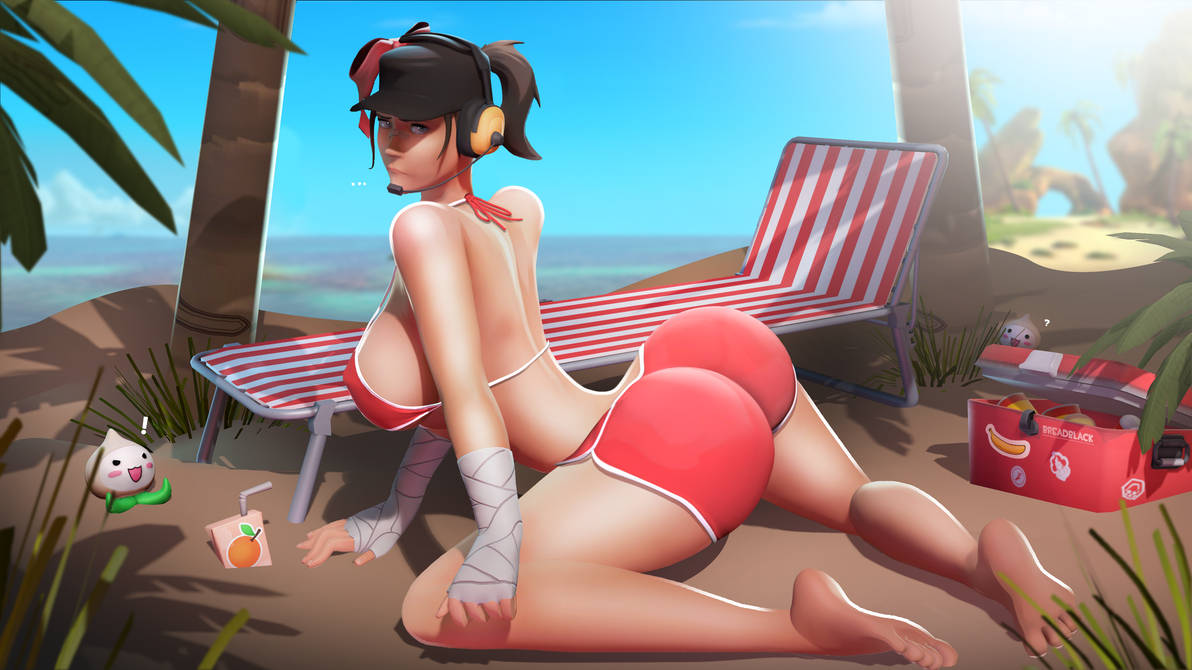 1girls 3d big_ass bikini breadblack bubble_butt feet female female_only femscout human human_female human_only rule_63 scout soles solo summer team_fortress_2 toes valve