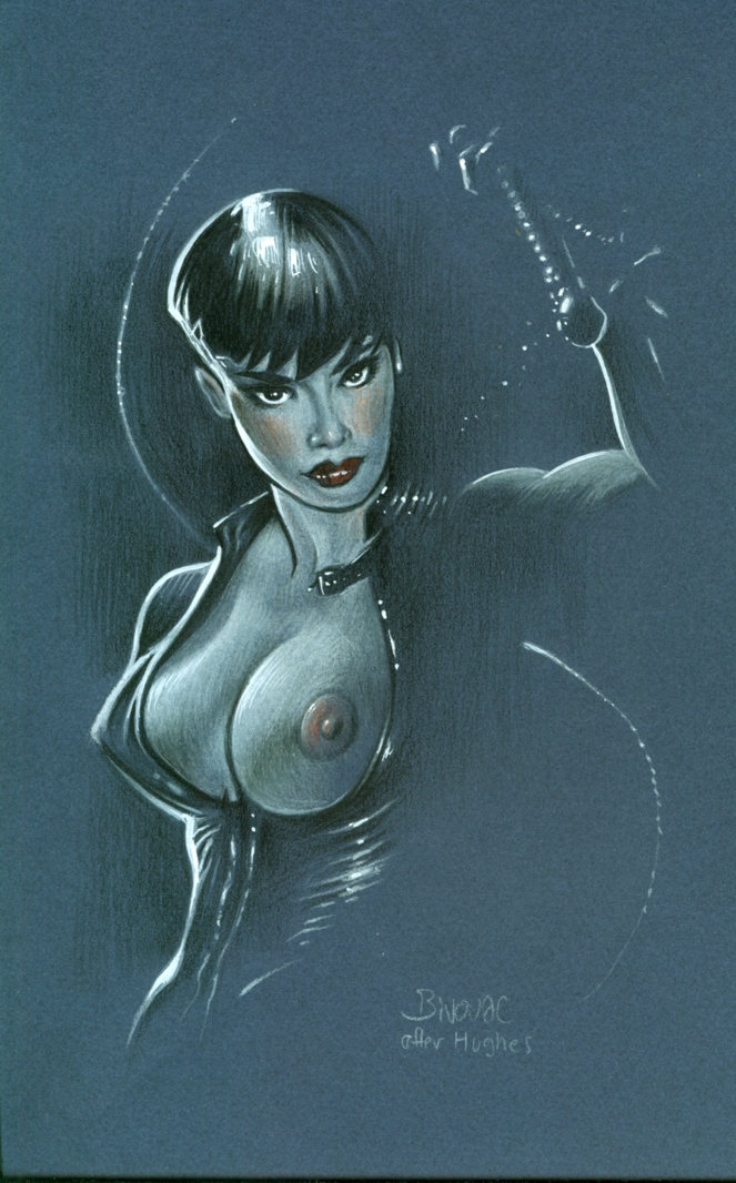 1girls batman_(series) big_breasts bivouac black_hair blush breasts catwoman cleavage dc_comics erect_nipples female female_only large_breasts lipstick nipples one_breast_out selina_kyle short_hair solo whip