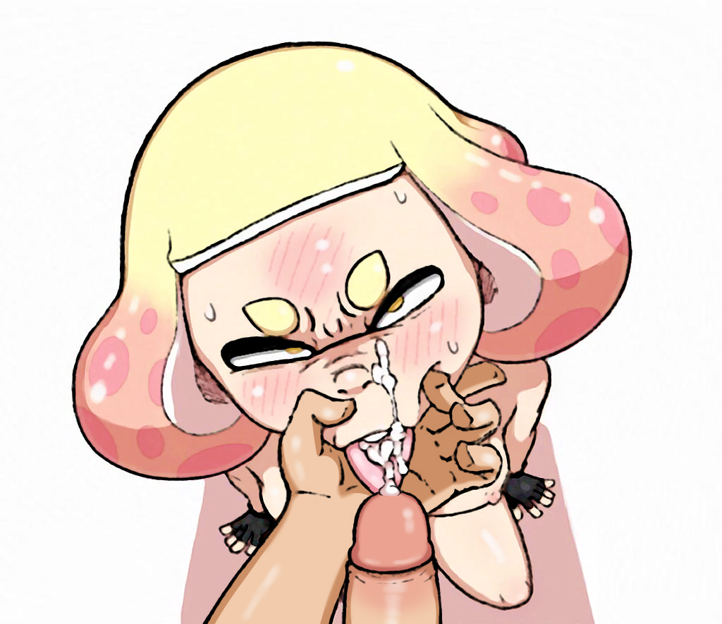 1boy 1girls after_fellatio after_sex cum cum_in_mouth cum_on_face edit fingerless_gloves inkling nintendo nuranura-san pearl_(splatoon) penis small_breasts splatoon straight tagme tentacle_hair