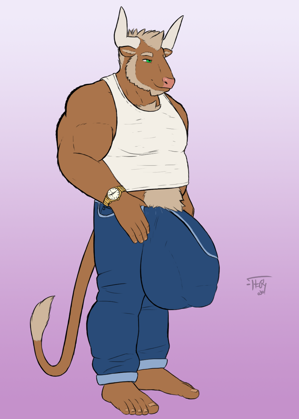 aneren_barkan_(character) anthro belly big_belly big_bulge bovid bovine brown_body brown_fur bulge european_mythology fur greek_mythology green_eyes hi_res huge_bulge hyper hyper_bulge male male_only mammal minotaur mythology negativetheory solo tagme