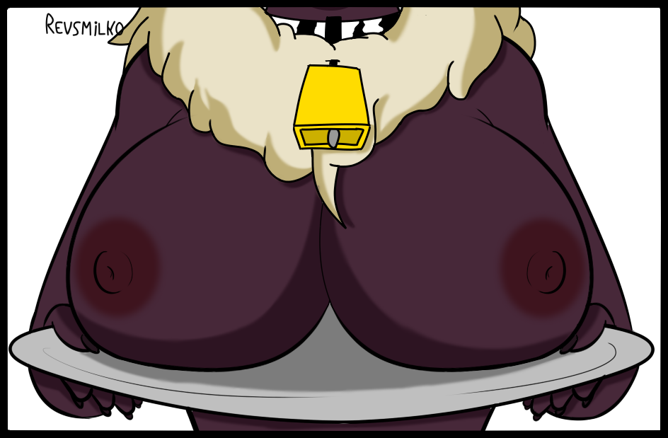 5_fingers anthro areola big_areola big_breasts black_areola black_body black_nipples bovid breast_rest breasts caprine curvy_figure female fingers fur huge_breasts mammal nipples presenting presenting_breasts revsmilko sheep solo were werecaprine weresheep wool_(fur) xalda