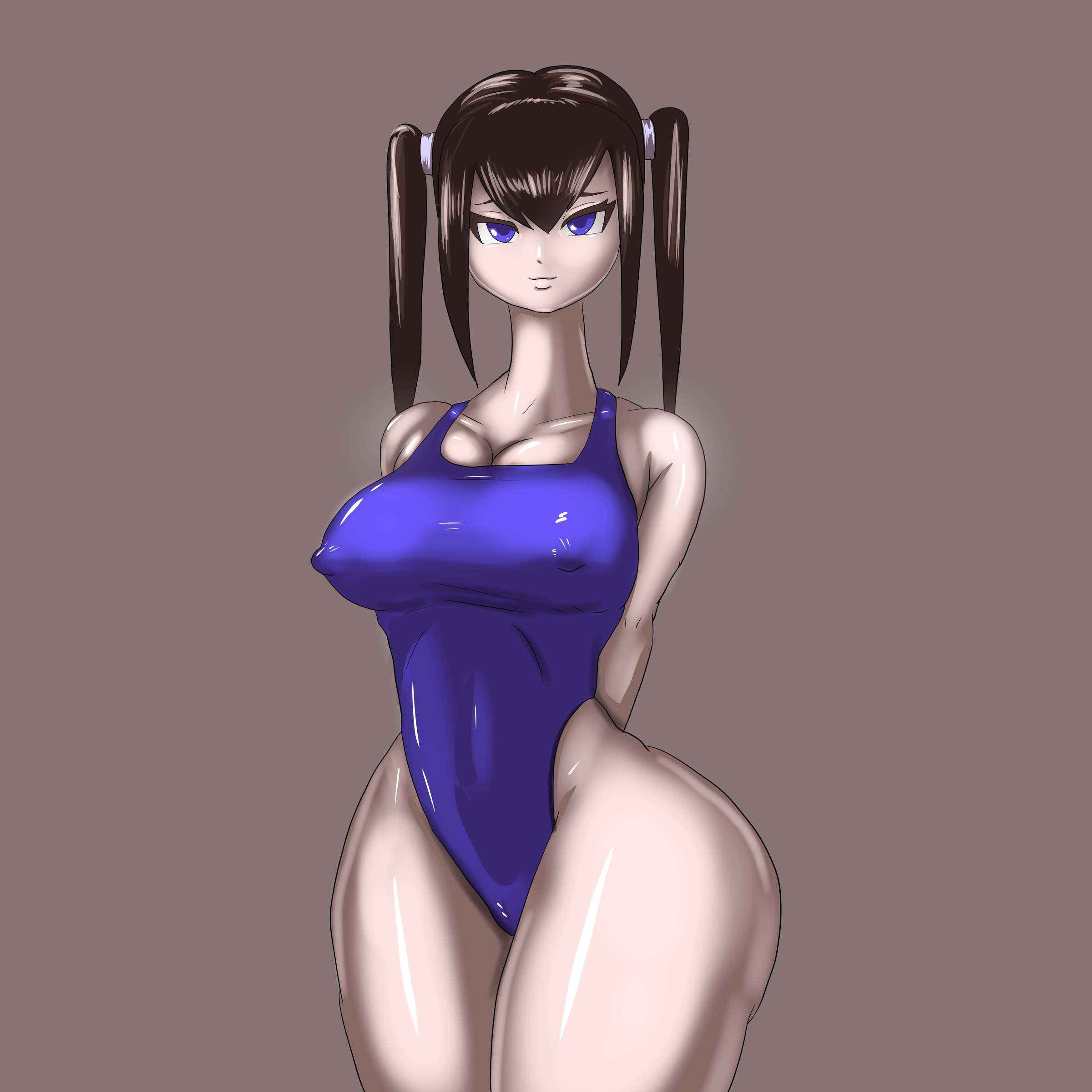 ass, big ass, big breasts, big butt, bikini, blue eyes, breasts, female, nipple bulge, pon (artist)