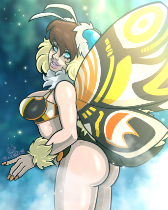 1girls ass big_ass big_breasts big_butt bikini blue_eyes butterfly_wings godzilla_(series) humanized insect_girl kaiju_girl kaiju_girls_(webcomic) monster_girl moth_girl mothra mothra_(series) sole_female thorax zombieernie