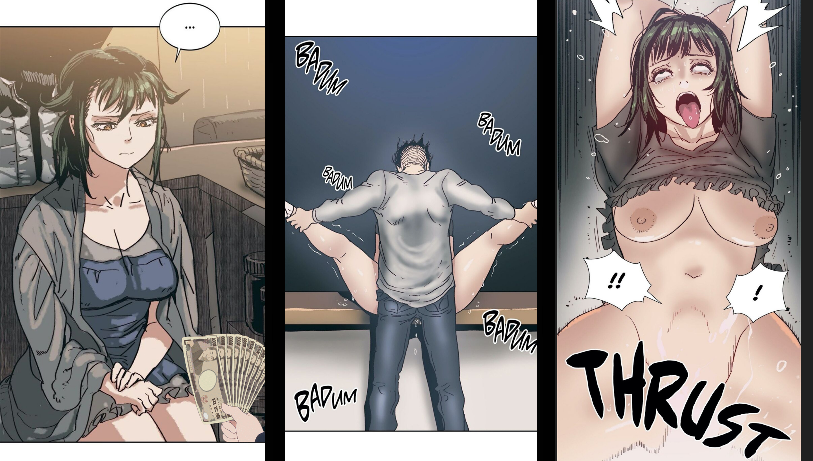 ahe gao, edit, instant loss 2koma, manhwa, rape, sex, split screen