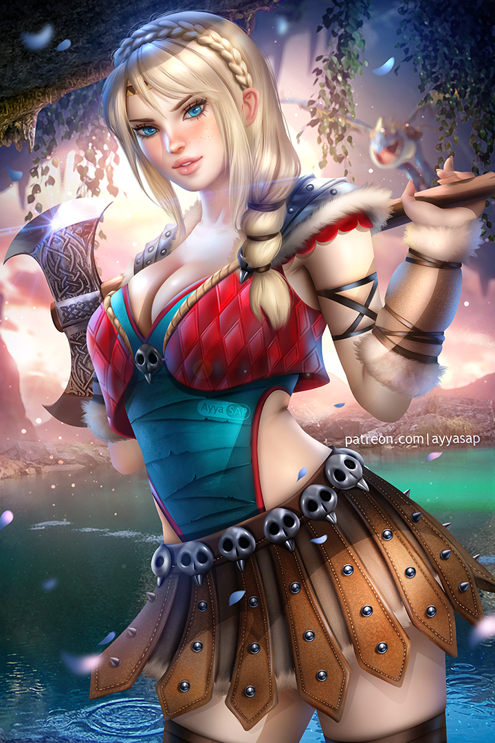 1girls armor astrid_hofferson axe ayyasap blonde_hair blue_eyes braid braided_hair braids cleavage curvaceous curvy curvy_body curvy_female curvy_figure dragon dreamworks exposed exposed_thighs female female_only heroine hourglass_figure how_to_train_your_dragon human human_only light-skinned_female light_skin married married_woman no_bra outdoors partially_clothed skirt skull solo solo_female spiked_skirt spikes stormfly thighs viking voluptuous voluptuous_female warrior white_skin