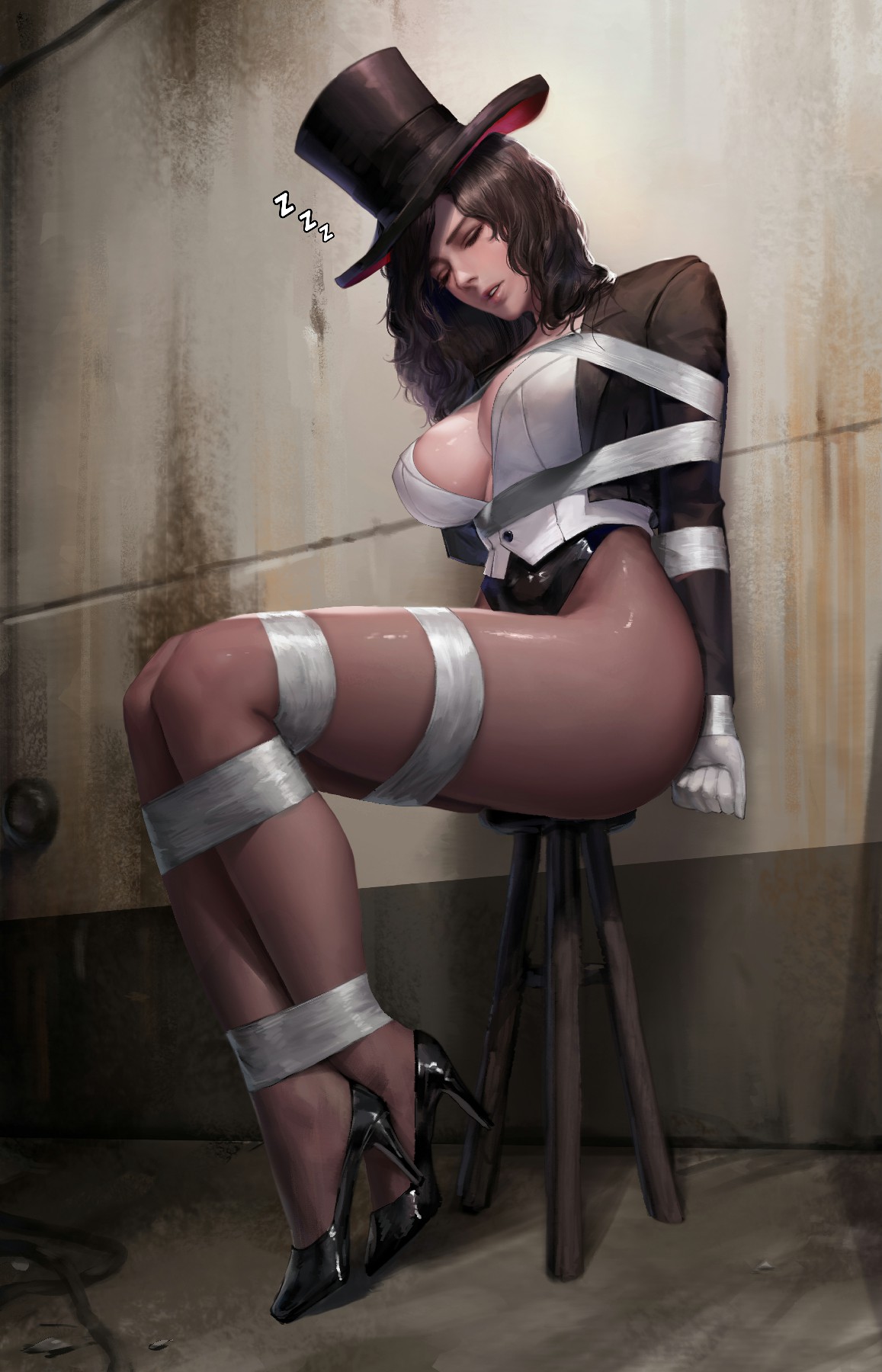 bondage, dc, dc comics, female, high heels, kidmo, straight hair, superheroine, tagme, zatanna, zatanna zatara