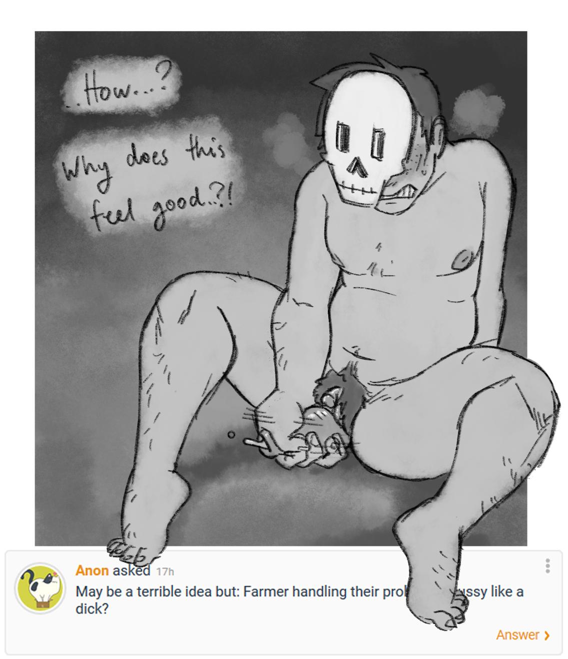 ask_blog big_clitoris blush bodily_fluids clitoris cuntboy english_text farmer_(perunagekko) greyscale hairy hairy_pussy intersex mask masturbation monochrome nipples perunagekko prolapse prolapsed_pussy pubic_hair short_hair stardew_valley tagme vaginal_prolapse