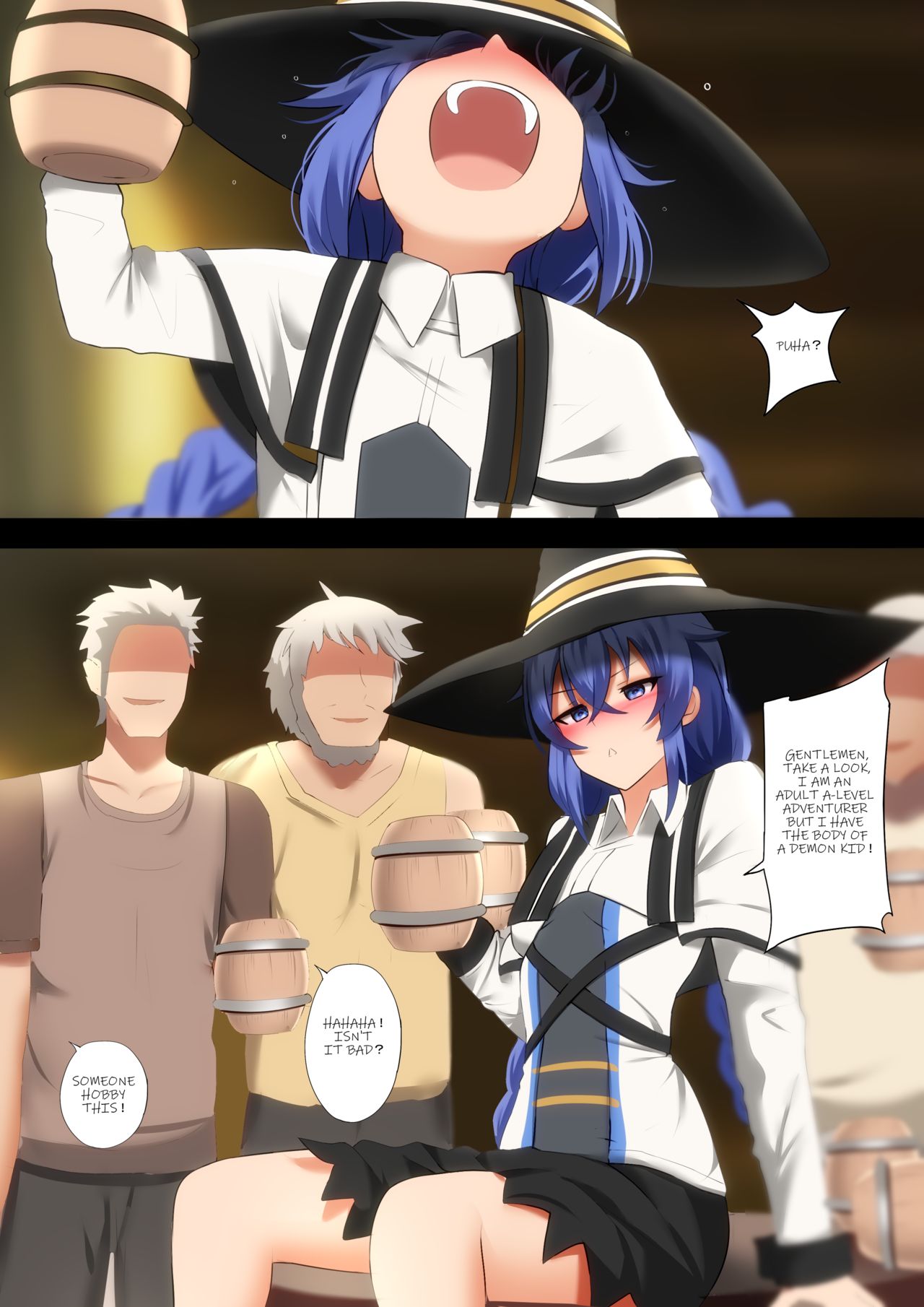 blush, comic, drunk, ginhaha, imminent rape, male, multiple boys, multiple males, mushoku tensei, roxy migurdia