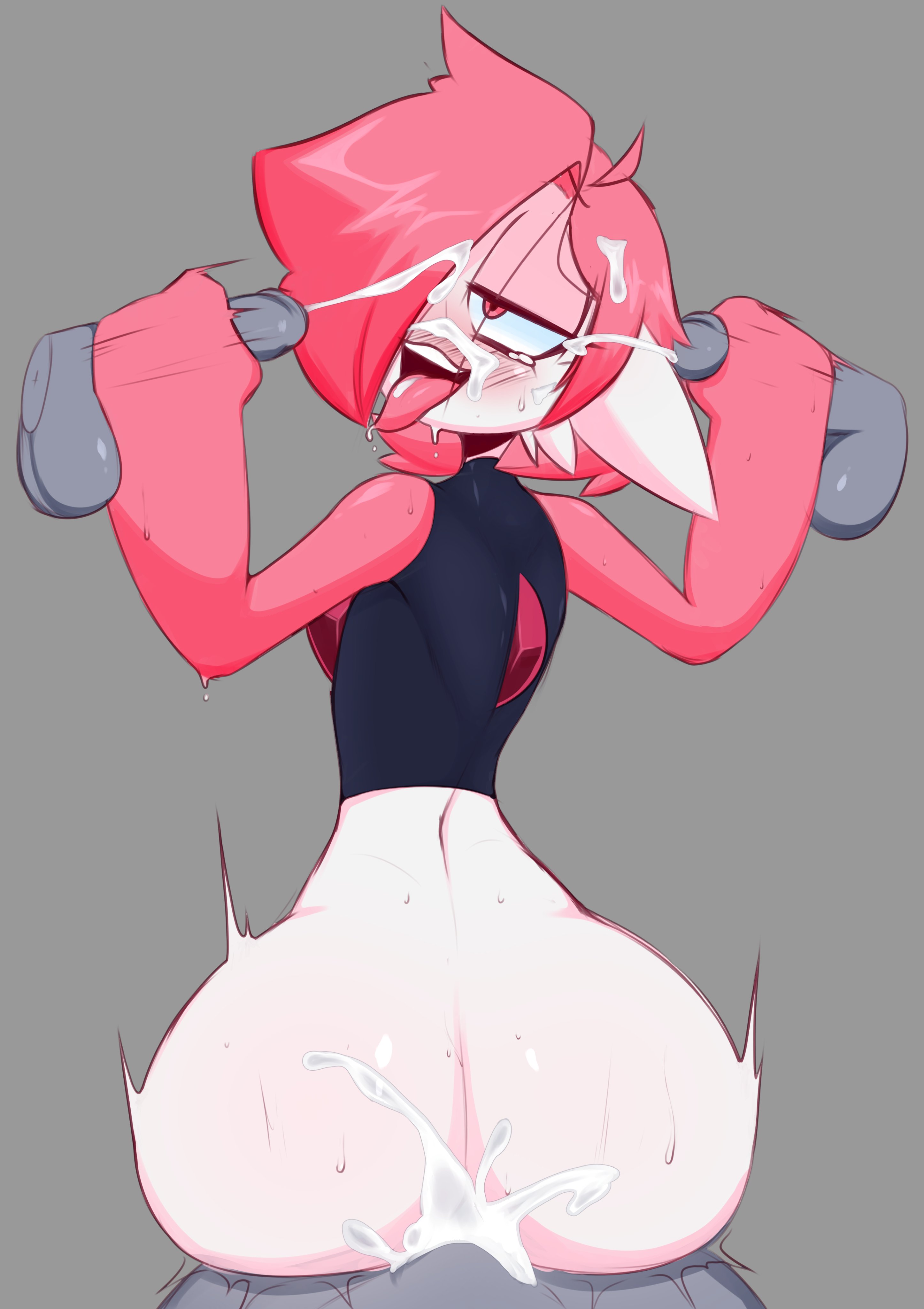 4boys, anal, anal sex, anthro, ass, big ass, big butt, blush, cum, cum in ass, cum inside, cum on face, cum overflow, ejaculation, femboy, frowntown, gardevoir, girly, handjob, interspecies, large ass, looking back, male, male gardevoir, male/male, nintendo, original character, penis, pink (frowntown), pink eyes, pink skin, pokémon (species), pokemon, pokemon (species), pokemon rse, pokephilia, sweat, tongue, tongue out
