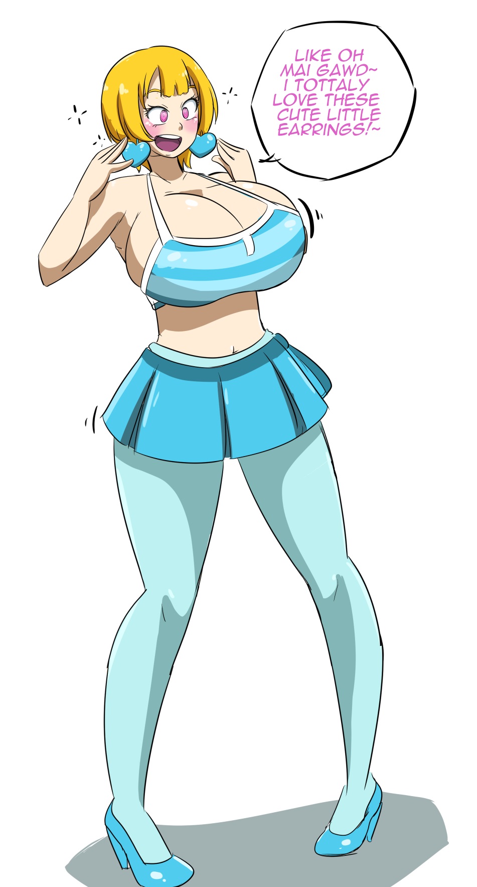 after transformation, ass, bimbo, bimbofication, blonde, blonde hair, breast expansion, breast growth, breast growth (enlargement), breasts, earrings, female, high heels, huge ass, huge breasts, hypnosis, kobi-tfs, navel, original character, post-transformation, thighs, transformation, wide hips