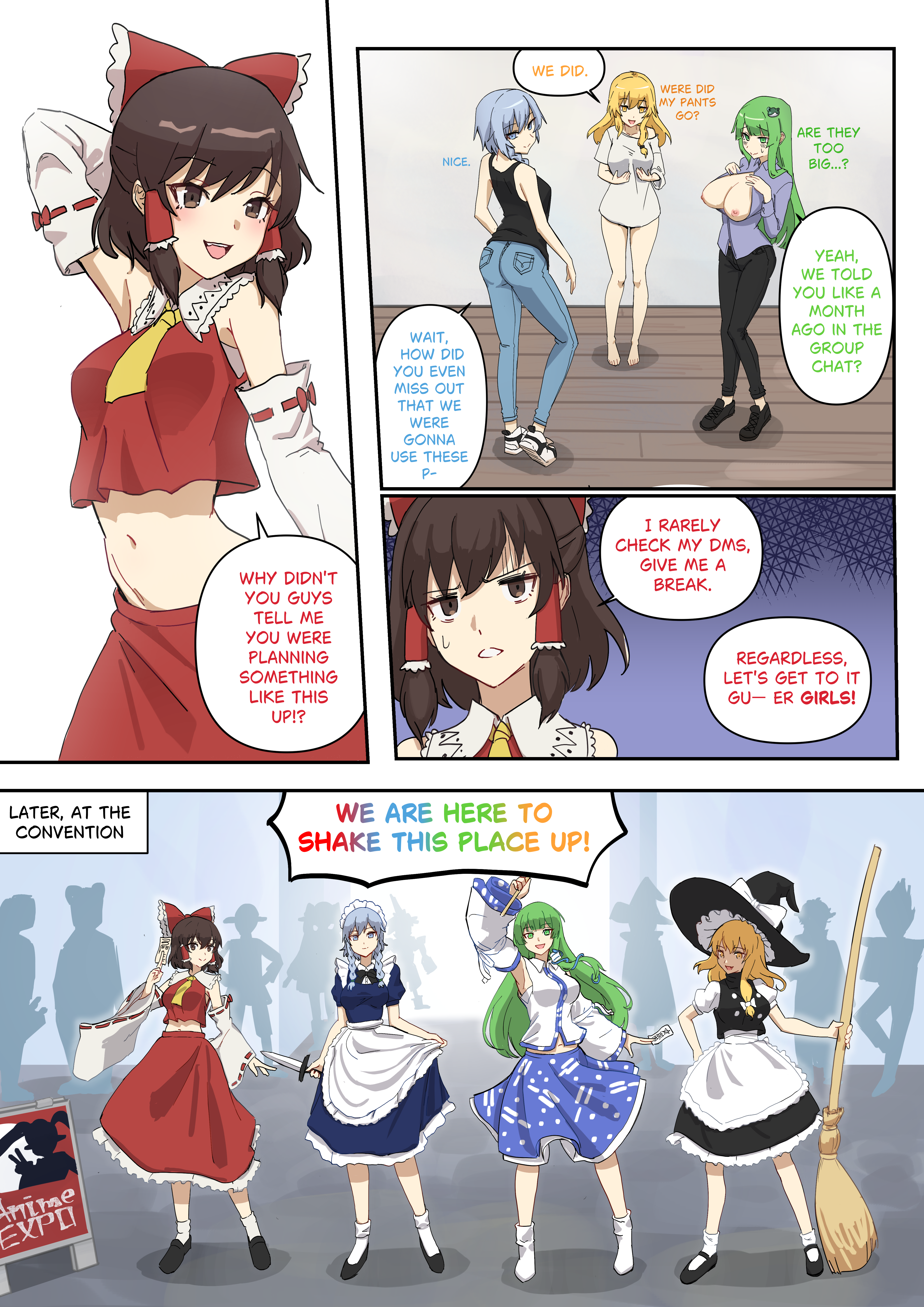 2024, comic, layru, marisa kirisame, mtf transformation, reimu hakurei, sakuya izayoi, sanae kochiya, tagme, touhou