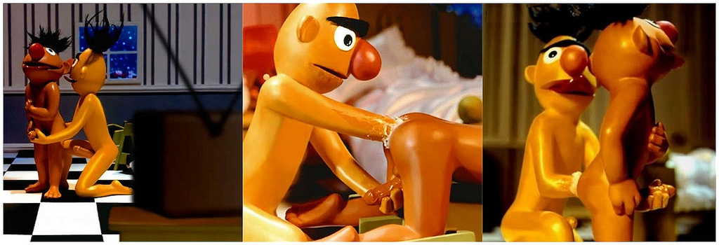 2boys anal_penetration bert erection ernie fisting gay holding_penis male male_only night nude sesame_street tagme tongue_out unibrow yaoi