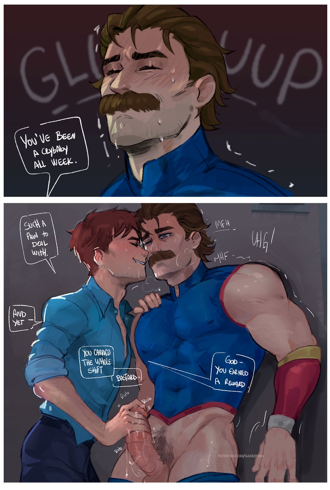 bara, big cock, big dick, big pecs, big penis, boner, cock, cum, daddy, dick, dilf, dispatch (game), erection, garbeorn, gay, grabbing penis, hand on penis, handjob, huge cock, jerking, jerkingoff, male, male only, masturbating, masturbation, moustache, muscular, muscular male, penis, phenomaman, precum, robert robertson, size difference, submissive, teasing, thick cock, thick dick, thick penis