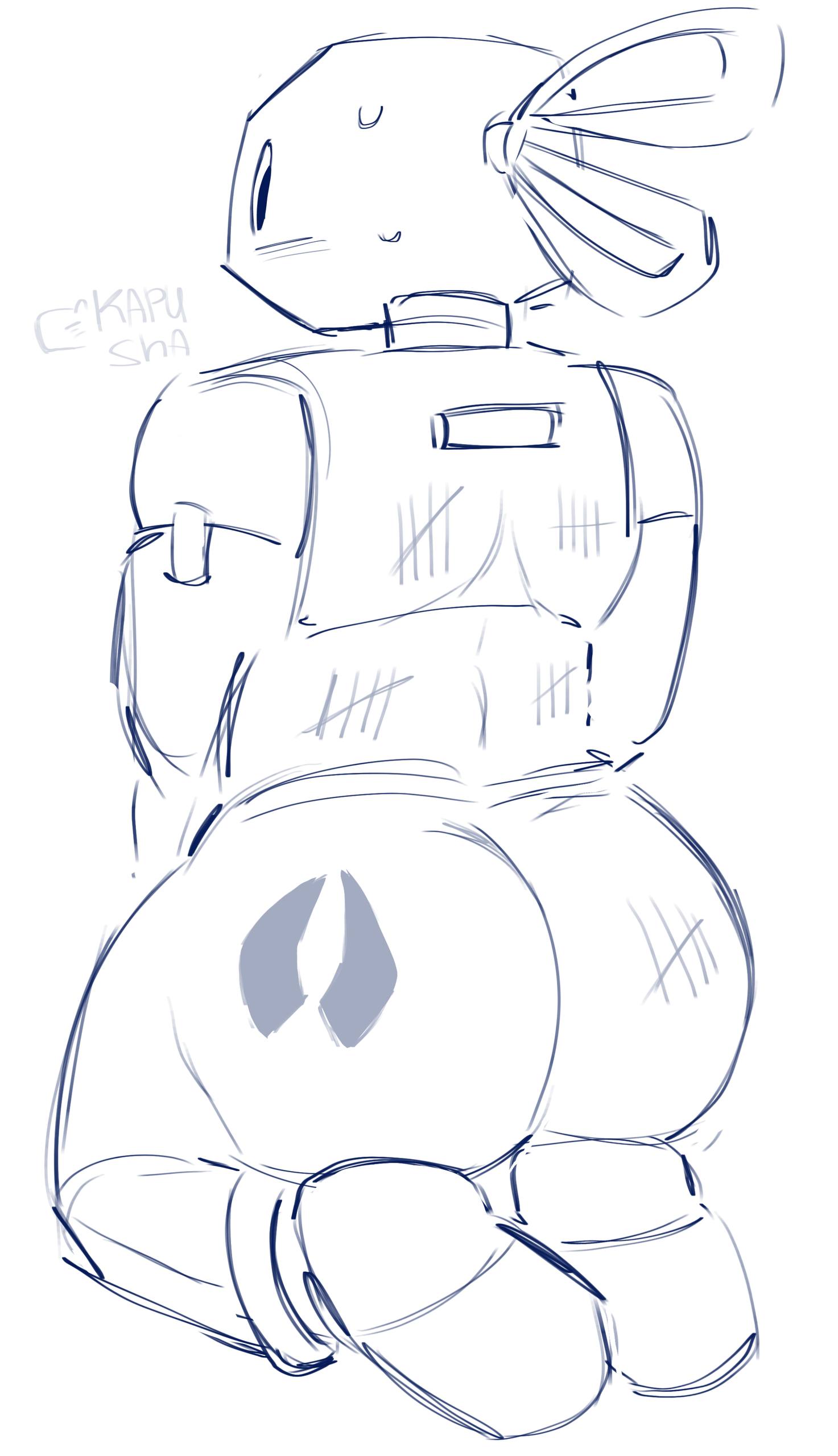 1boy, ass, ass focus, garbo (meleeniacs), kapu pss, meleeniacs, roblox, roblox game, sitting, sketch, solo, tagme
