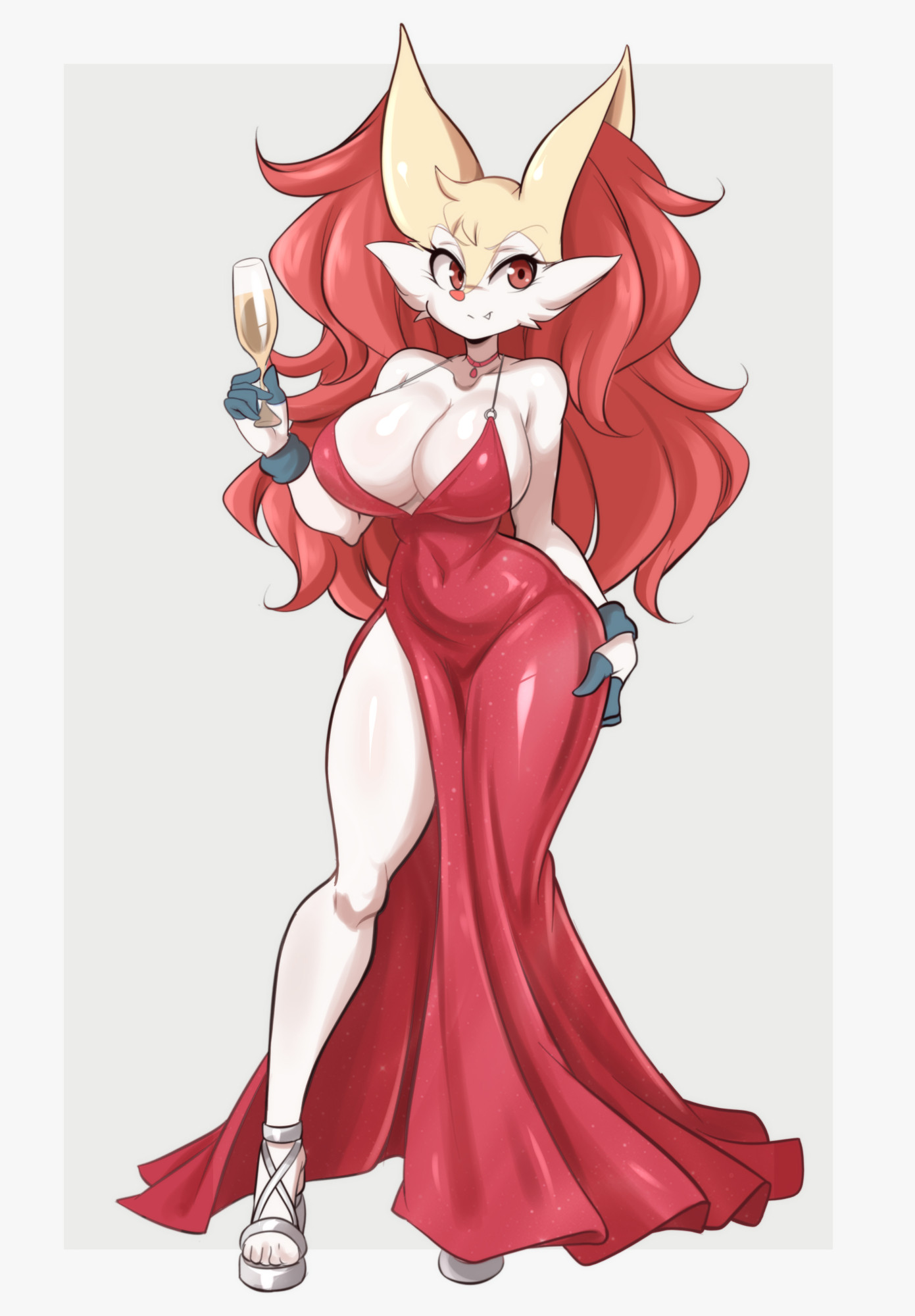big breasts, braixen, bray (lucyfercomic), breasts, cleavage, female, female only, furry, furry female, furry only, huge breasts, lucyfercomic, pokemon, pokemon (species), tagme, thick thighs, wide hips