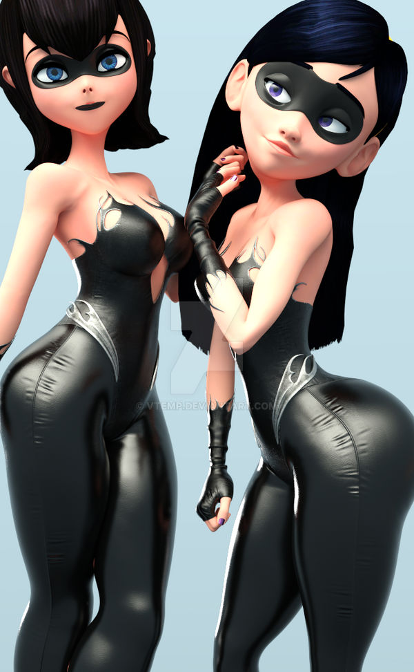 2girls, 3d, aged up, ass, big breasts, big thighs, black hair, breasts, bubble ass, bubble butt, crossover, curvaceous, curvy, curvy figure, dark skin, disney, female, hips, hotel transylvania, hourglass figure, humanoid, legs, light skin, light-skinned female, mavis dracula, multiple females, multiple girls, pixar, slim waist, the incredibles, thick, thick legs, thick thighs, thighs, vampire, vampire girl, vampiress, violet parr, voluptuous, vtemp, waist, wide hips