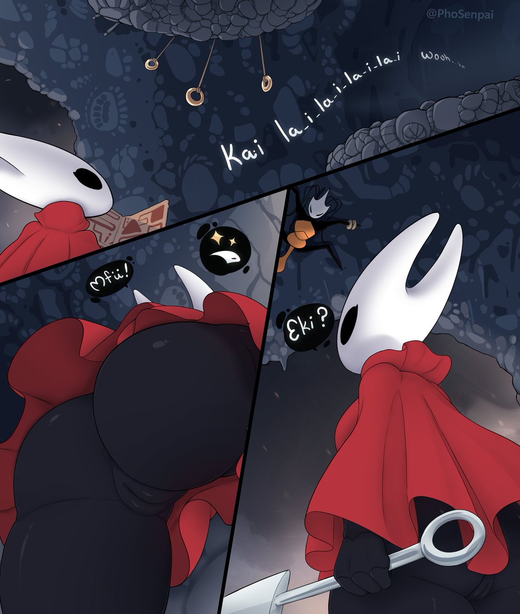 2 horns, 2girls, anthro, anthro only, anus, ass, big ass, big thighs, breasts, bug, bug girl, cloak, cloak only, comic, comic page, dialogue, female, female focus, female only, hollow knight, hollow knight: silksong, hornet (hollow knight), insectoid, mask, phosenpai, pussy, shakra (hollow knight), tagme, text, thick thighs, thighs, work in progress