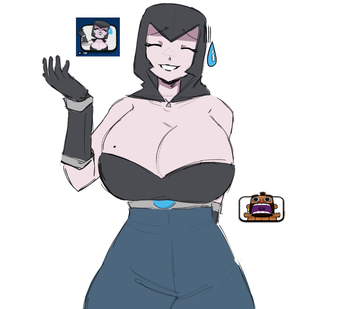 1girls, big boobs, big breasts, clash (series), clash of clans, clash royale, emote (clash royale), female, female focus, female only, mature female, night witch (clash royale), smiling, smiling at viewer, solo female, solo focus, sr.aguacate, supercell, that one night witch emote