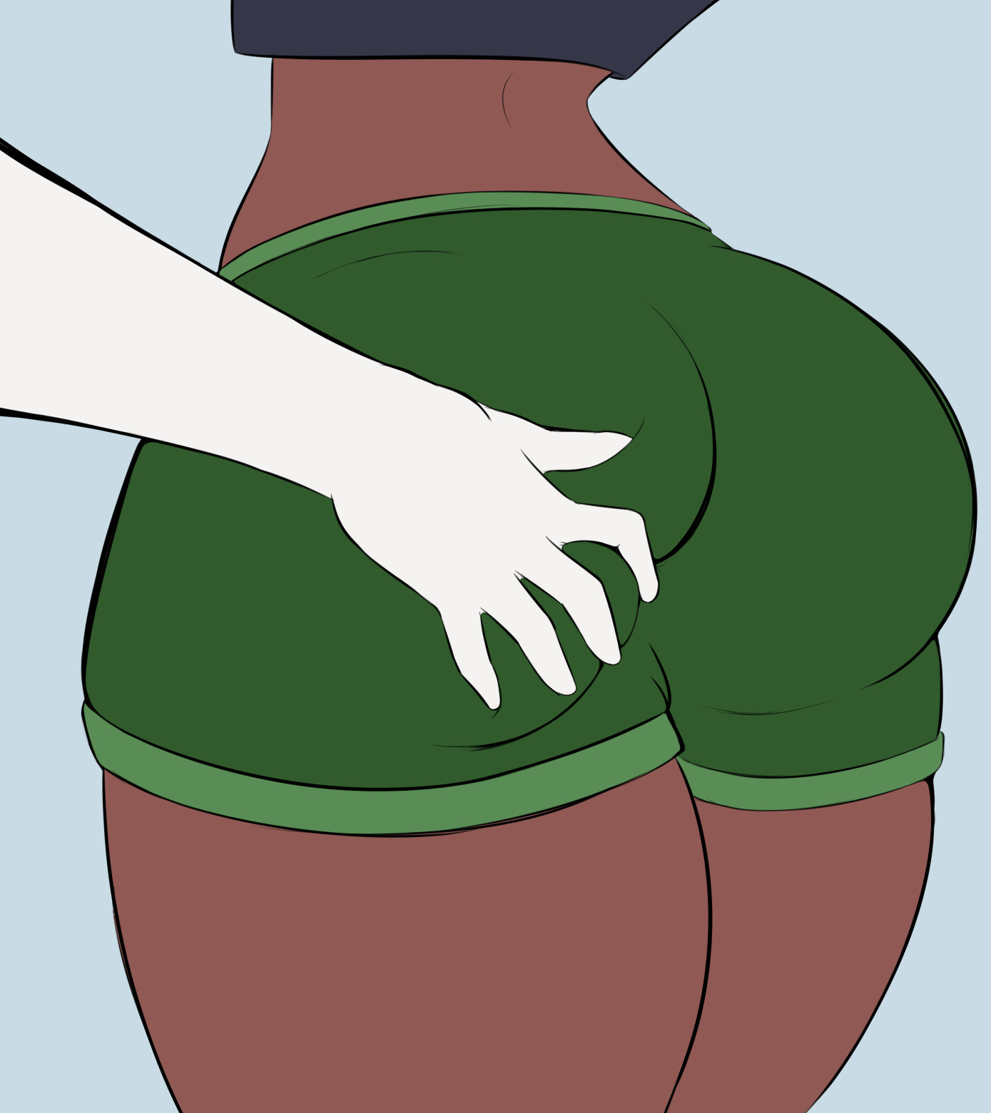 ass, ass focus, ass grab, ass squish, backside, big thighs, butt focus, butt grab, disembodied arm, disembodied hand, dolly dimpley, female, from behind, from behind position, grabbing another's ass, grabbing ass, grabbing butt, huge thighs, jacket, large thighs, midriff, shorpinski, shorts, smiling friends, smiling friends self inserts, tagme, thighs