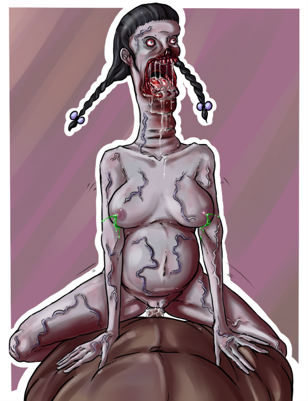 boomer dark-skinned_male female left_4_dead_2 open_mouth saliva spitter twintails veiny zanthia zombie zombie_girl