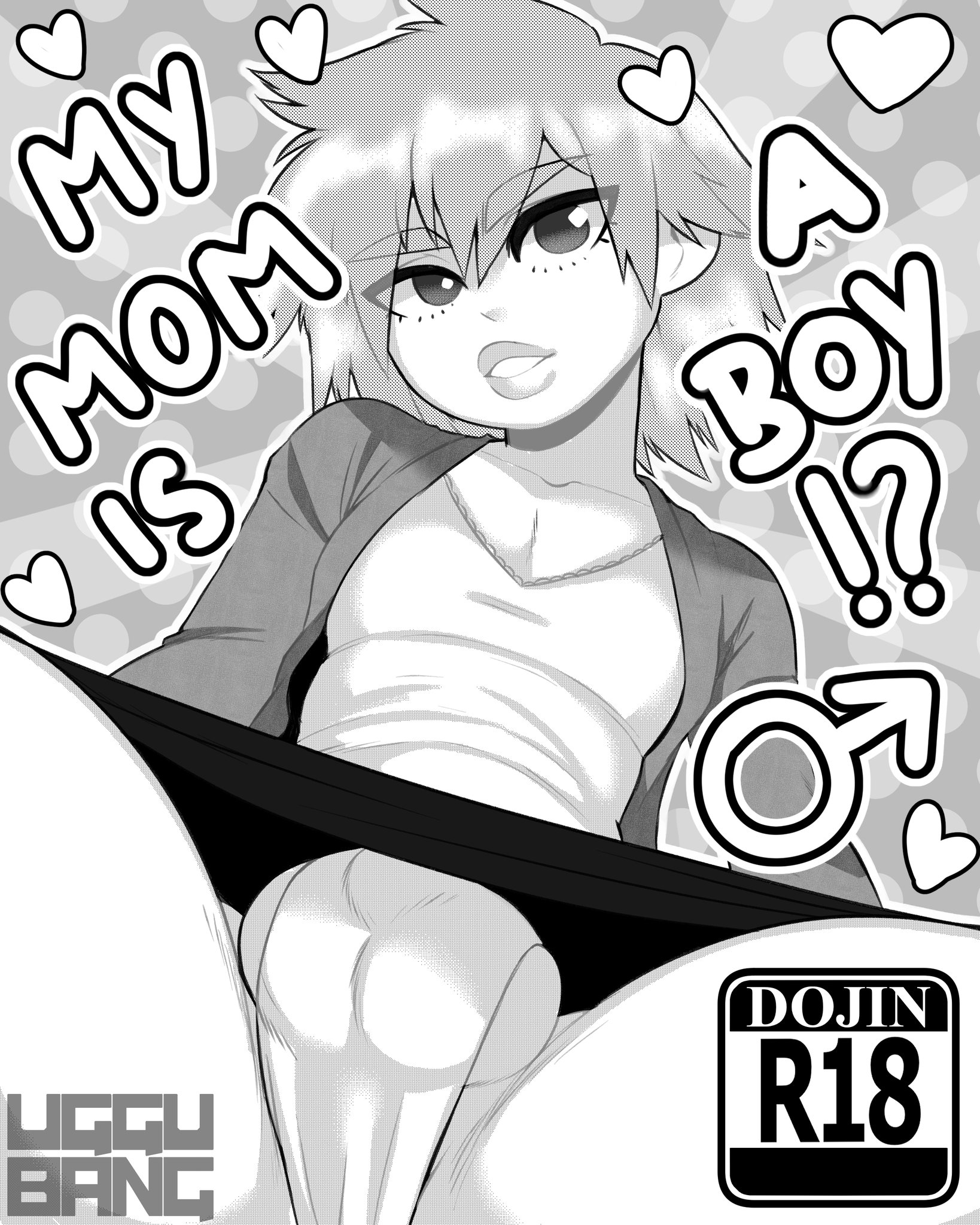 1boy, balls, balls in panties, big balls, bulge, eye contact, femboy, femboy dilf, genderswap, genderswap (ftm), girly, greyscale, looking at viewer, male, male only, mitsuki bakugou, monochrome, my hero academia, pale skin, panties, penis, penis bulge, rule 63, skirt, skirt lift, text, thick lips, trap, uggu bang, upskirt