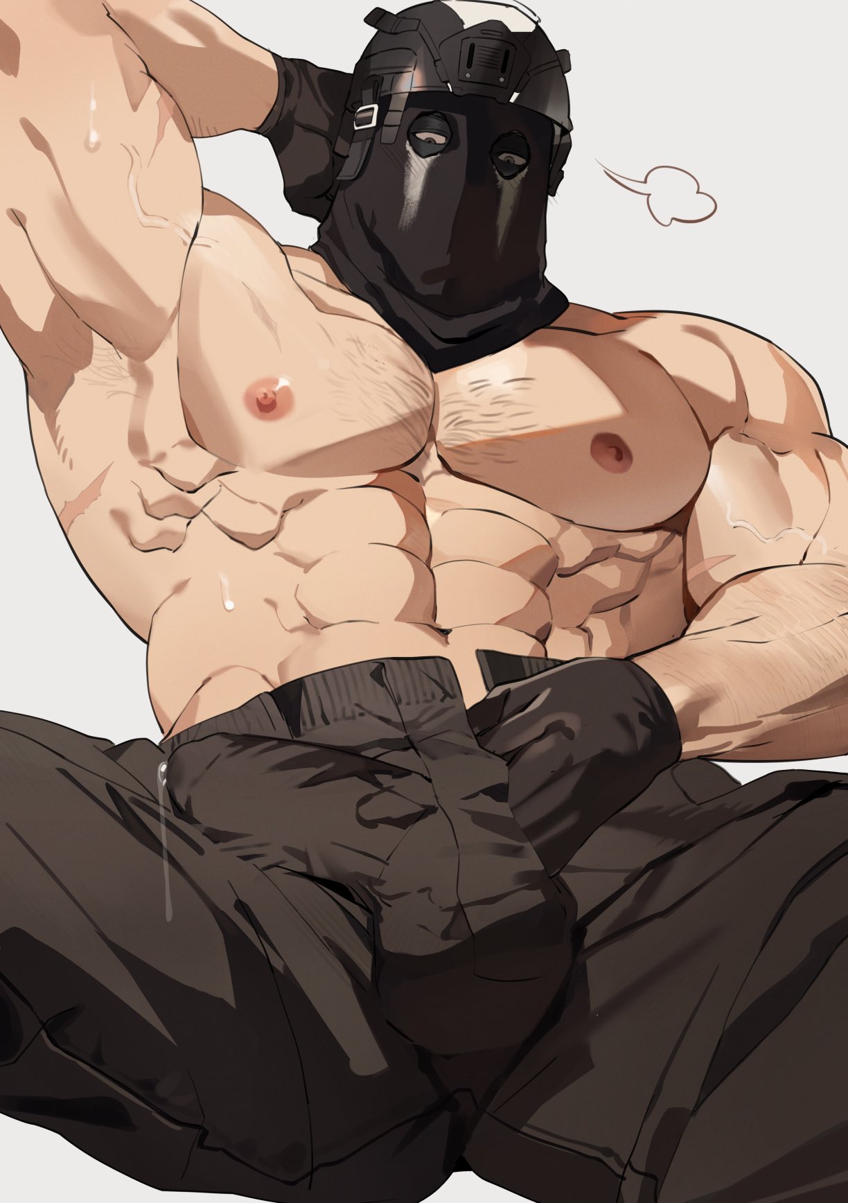 activision, bara, big bulge, big muscles, bulge, bulge down leg, bulge in pants, bulge through clothing, bulge under clothes, call of duty, cod, gay, gomihebi, infinity ward, konig, leaking precum, muscular, muscular male, pants only, pre cum, precum, shirtless, shirtless (male), shirtless male, sniper veil, yaoi