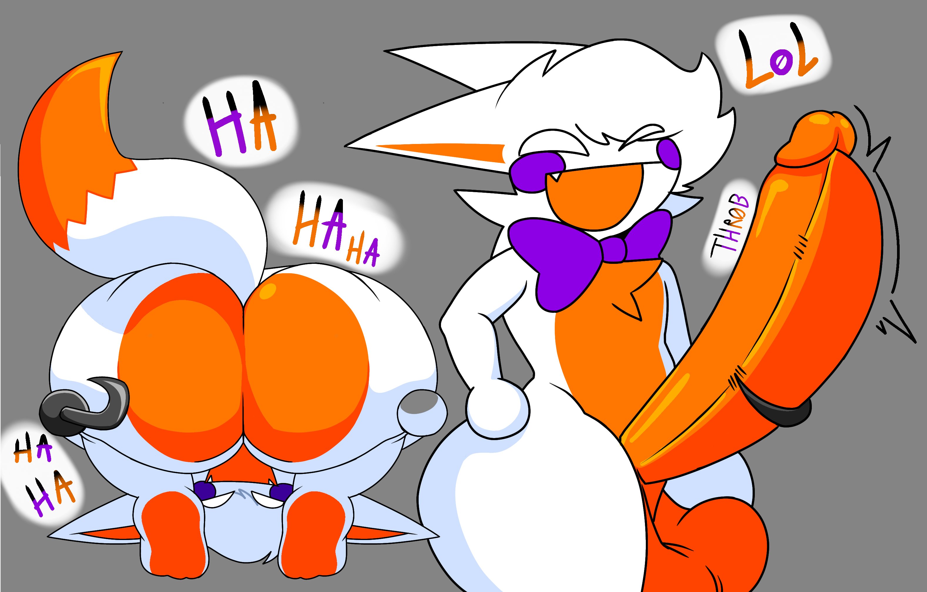 anthro, balls, big penis, bow tie only, bowtie, dat ass, femboy, five nights at freddy's, five nights at frickbears, five nights at frickbears 3, gooey ghosty (artist), hook hand, lol, lolbit (fnaf), lolbit (frickbears), male, penis, solo, tagme, thighs
