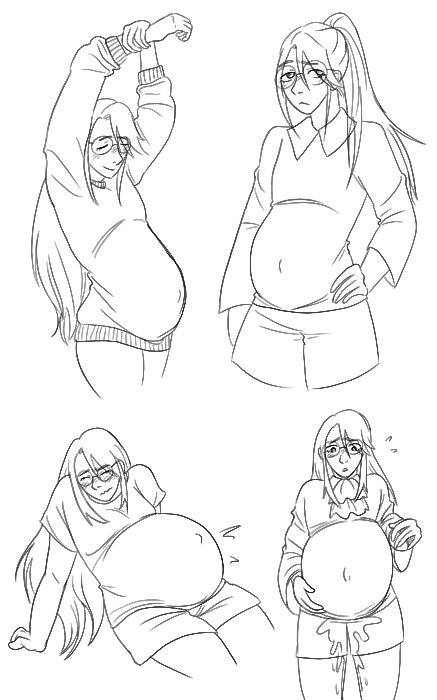 amniotic_fluid arms_above_head avery_(pokemon) belly belly_button big_belly blush contractions cuntboy femboy glasses intersex labor line_art long_hair male male_only male_pregnancy nintendo ohmyguts pain pokemon pokemon_ss pregnant pregnant_cuntboy ready_to_pop shorts smile stretching sweat sweater water_breaking