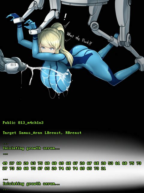 1girls, ankle cuffs, body modification, bondage, breast expansion, breast growth, breast growth (enlargement), breasts, comic, cuffs, female, huge breasts, hyper, hyper breasts, immobile, mechanical, mechanical fixation, metroid, mind break, nintendo, orgasm factory, rape, restrained, samus aran, sequence, sex machine, sinensian, slave, suspended, suspended in midair, suspension, zero suit samus
