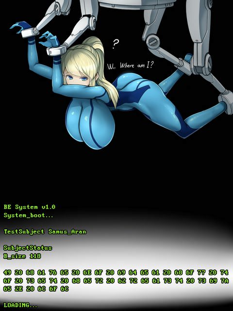 1girls, ankle cuffs, bondage, breast expansion, breast growth, breast growth (enlargement), breasts, comic, cuffs, female, huge breasts, hyper, hyper breasts, imminent rape, immobile, mechanical, mechanical fixation, metroid, mind break, nintendo, orgasm factory, restrained, samus aran, sequence, sex machine, sinensian, slave, suspended, suspended in midair, suspension, zero suit samus