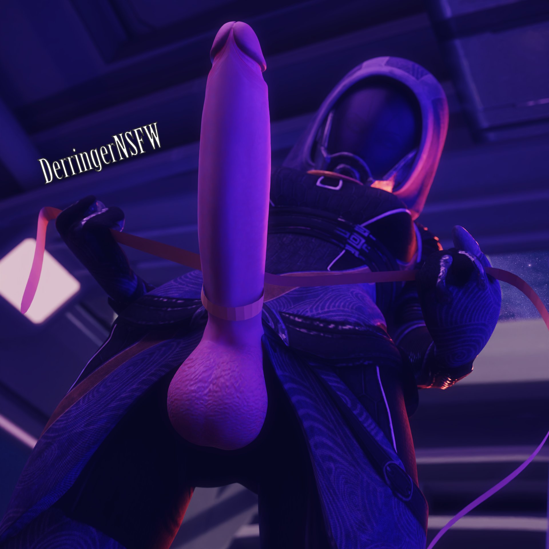 1futa, 3d, balls, blender, crotchless, dark skin, dark-skinned futa, derringersfm, dickgirl, erection, futa only, futanari, huge cock, intersex, mass effect, penis, penis out, quarian, solo, taker pov, tali'zorah nar rayya, testicles