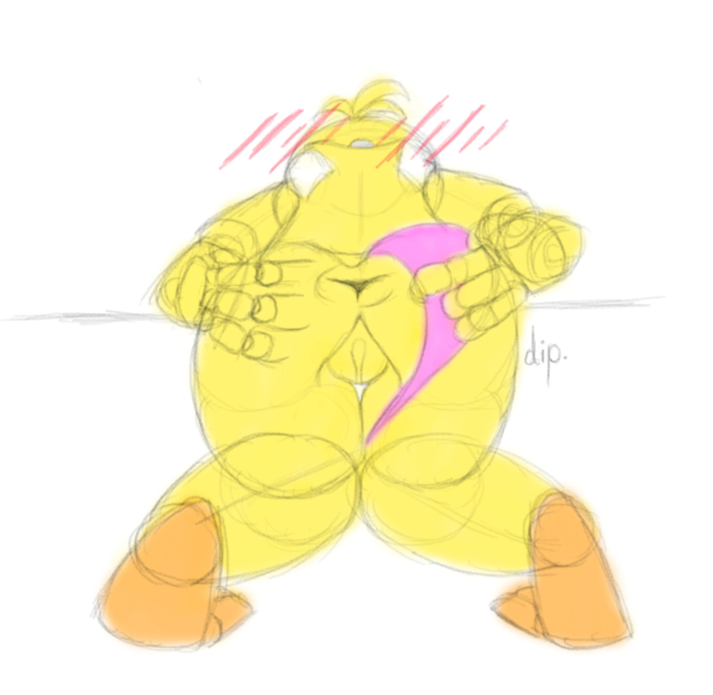 animatronic, anus, bending over, bent over, blush, clothing, clothing aside, dip., female, five nights at freddy's, five nights at freddy's 2, kneeling, on knees, panties, panties aside, sketch, solo, spread anus, spreading, spreading anus, toy chica (fnaf), wip
